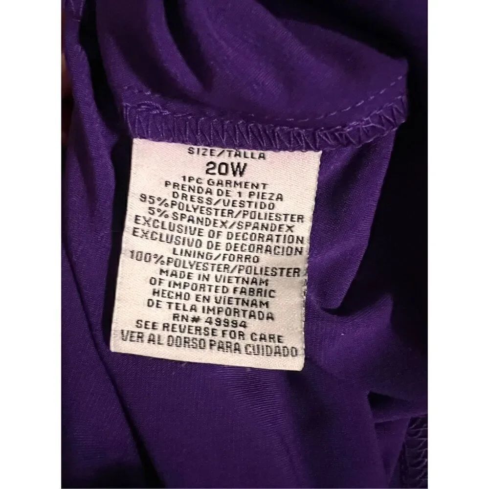 R&M Richards Women's 20W Faux Wrap Cocktail Dress Royal Purple Semi Formal Party - Picture 11 of 11